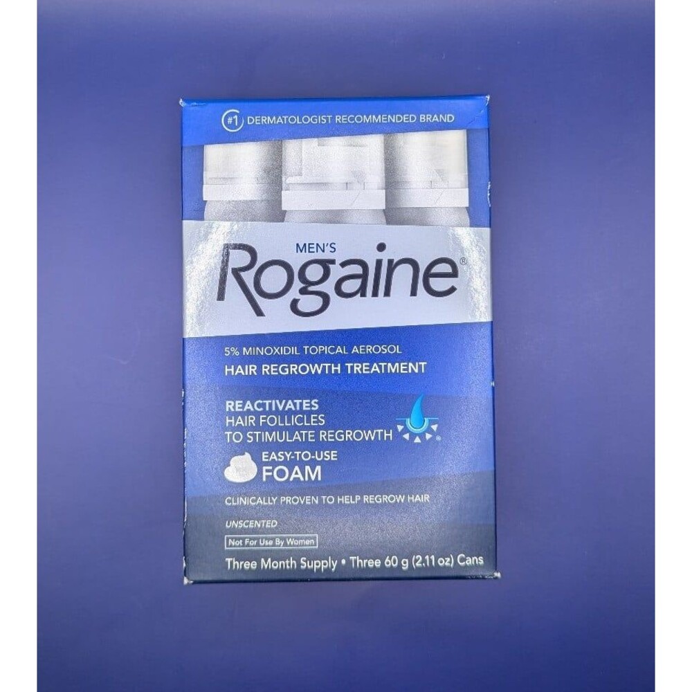 Rogaine Minoxidil Unscented Men Hair Regrowth Foam 3 MONTH Supply Unopened 10/27